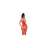 Bodystocking fantaisie rouge ouvert à l'entrejambe 